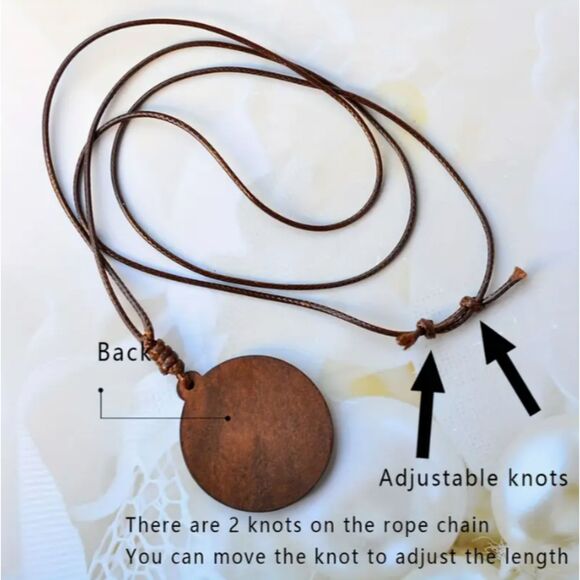 Tree of Life Necklace Blue Orange Wood Glass on a Rope Men Women Teens - Picture 5 of 8